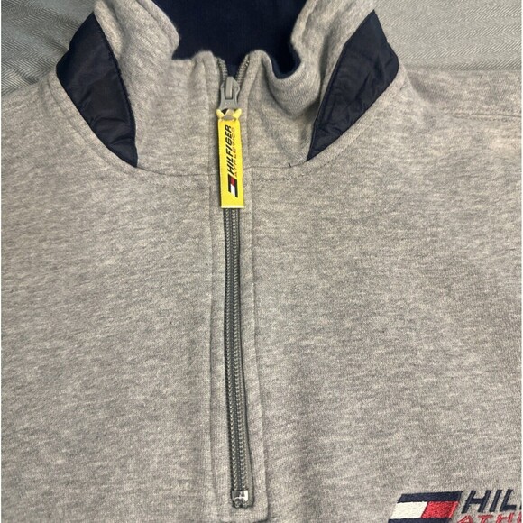VTG Men’s Tommy Hilfiger Athletics GRAY 1/4 Zip Long Sleeve Sweatshirt Sz S - Picture 2 of 8